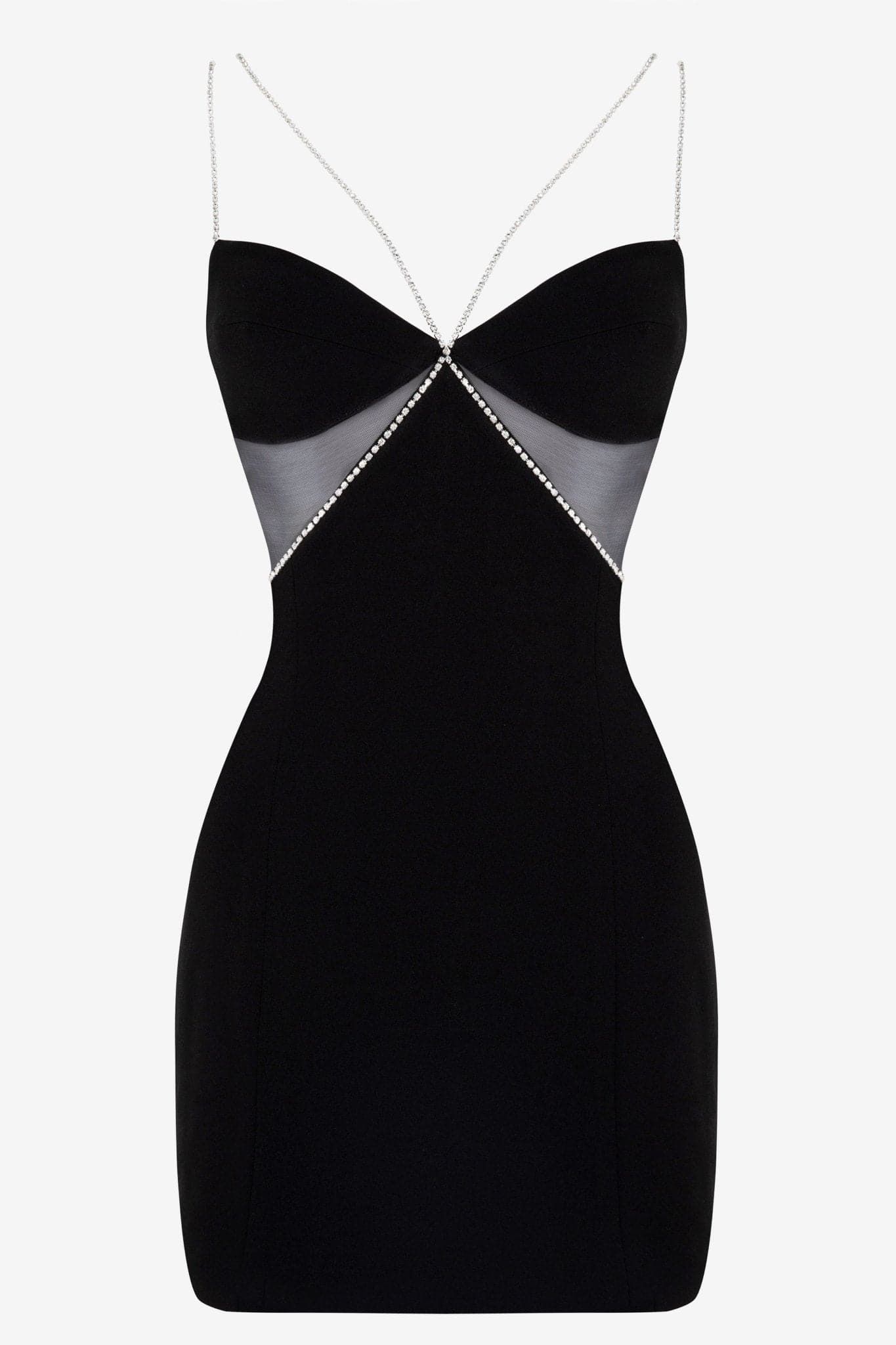 Black Diamante Strap Cutout Mini Dress | Heiress Beverly Hills