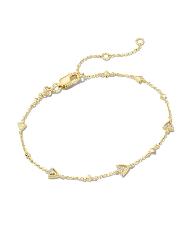 Spencer 18k Gold Vermeil Delicate Chain Bracelet in White Topaz | Kendra Scott | Kendra Scott