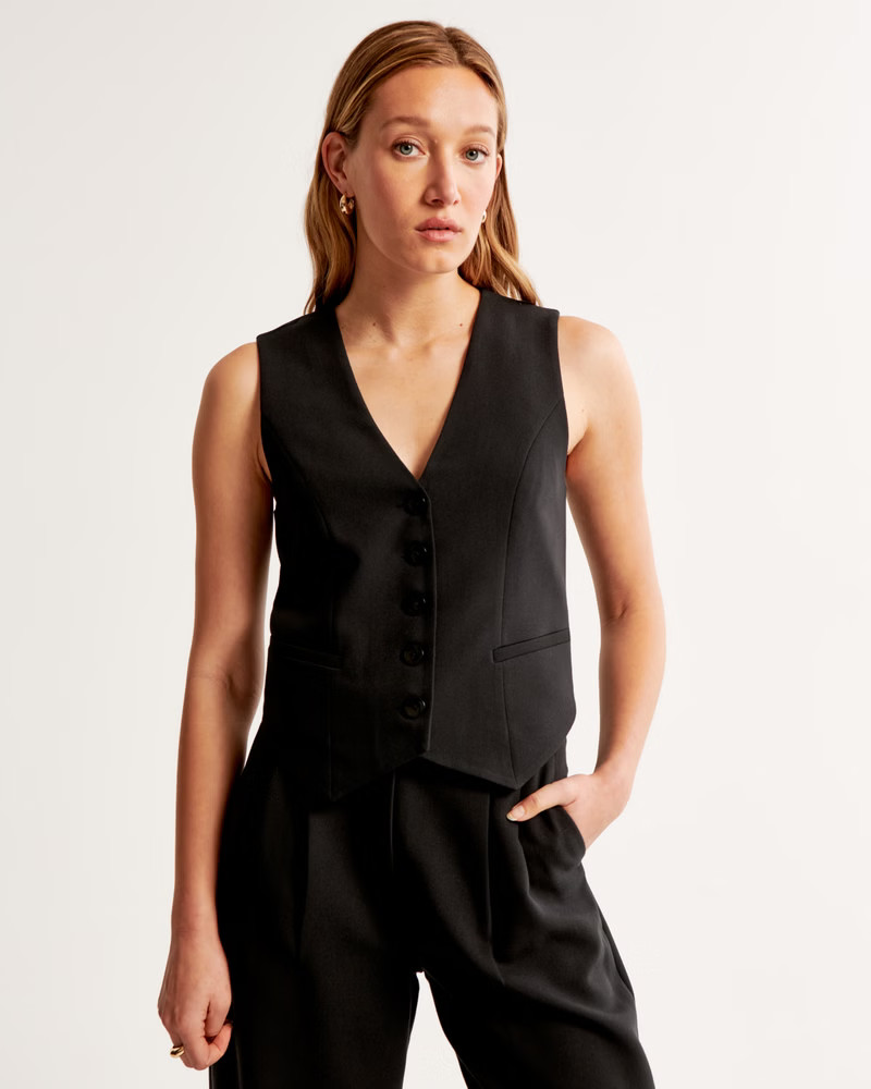 The A&F Mara Tailored Vest V-Neck Set Top | Abercrombie & Fitch (US)