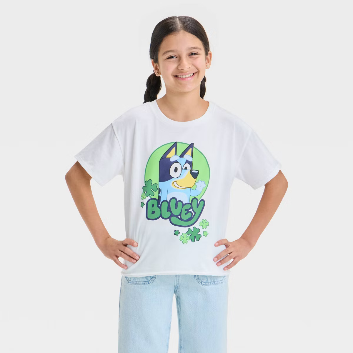 Girls' Bluey St. Patrick's Day Short Sleeve T-Shirt - White | Target