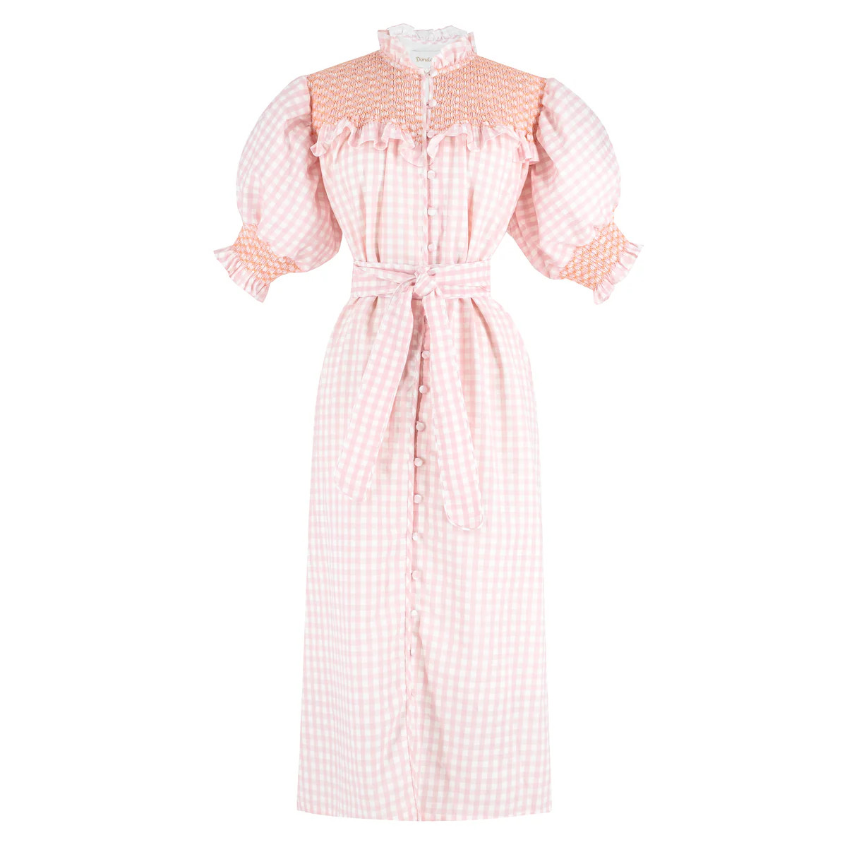 Women's Gen Dress - Pink Gingham/ Peach | Dondolo