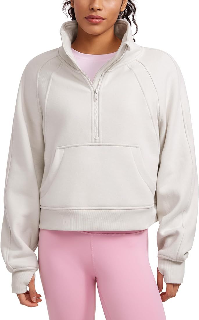 CRZ YOGA Womens Fleece Lined Half Zipper Sweatshirts Funnel Neck Long Sleeve Oversized Pullover H... | Amazon (CA)