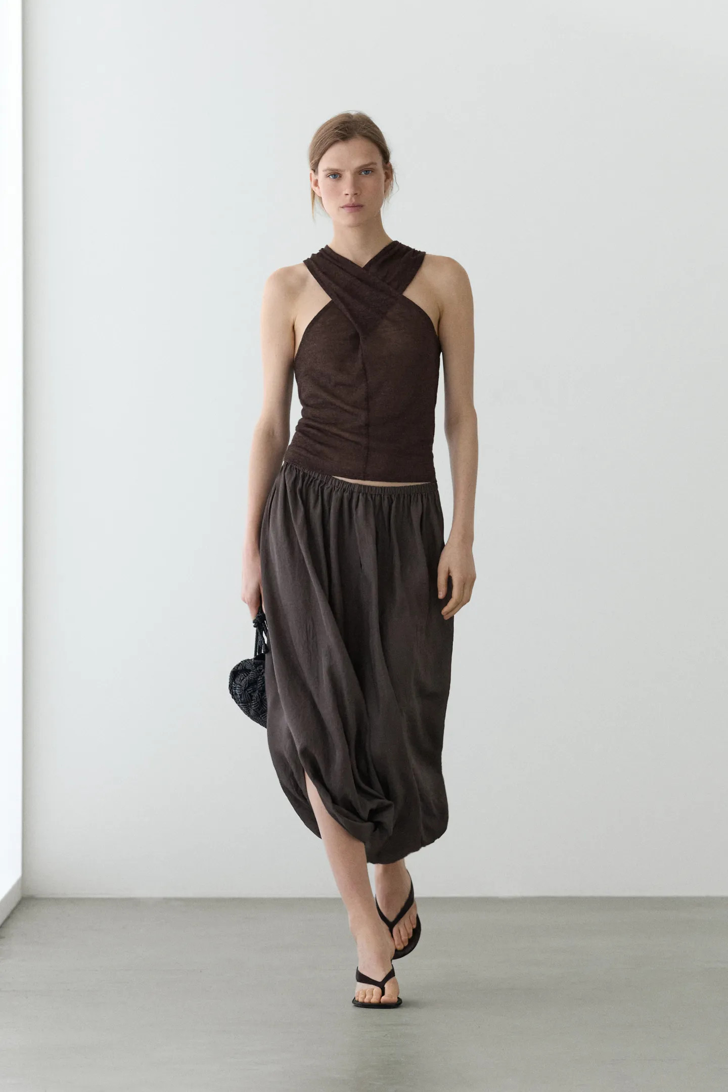 LINEN BLEND TOP WITH SURPLICE NECKLINE | Massimo Dutti UK