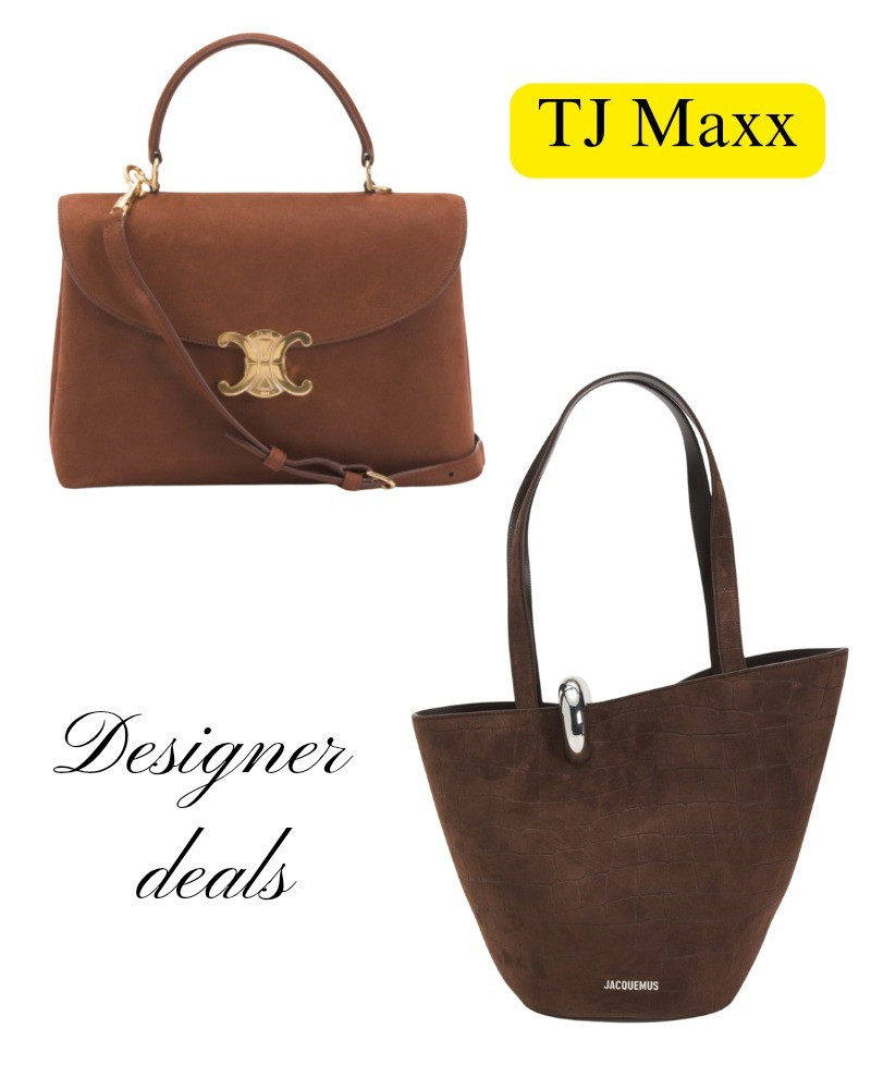 Designer hand bags on sale at TJ maxx, brown, suede, winter, luxury, Celine, Jaquemus.

#LTKSaleAlert #LTKOver40