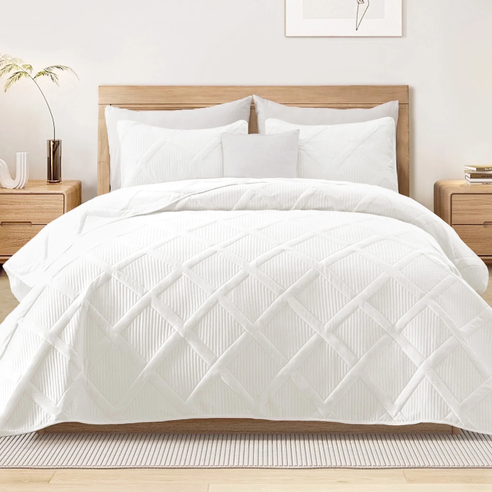 Exclusivo Mezcla Ultrasonic King Quilt Set, 3-Piece Lightweight Bedspreads Modern Striped Coverle... | Walmart (US)