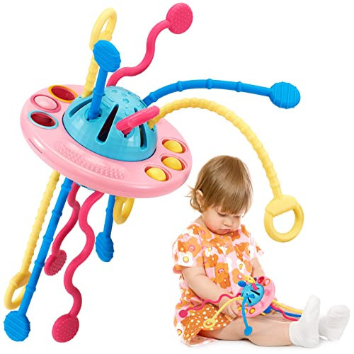 hahaland Pull String Toy - Montessori Toys for 1 Year Old Girl Gifts, Silicone Sensory Toys for Toddlers 1-3, Airplane Toddler Travel Toys Ages 1-2 Stocking Stuffers One Year Old Girl Birthday Gifts | Amazon (US)