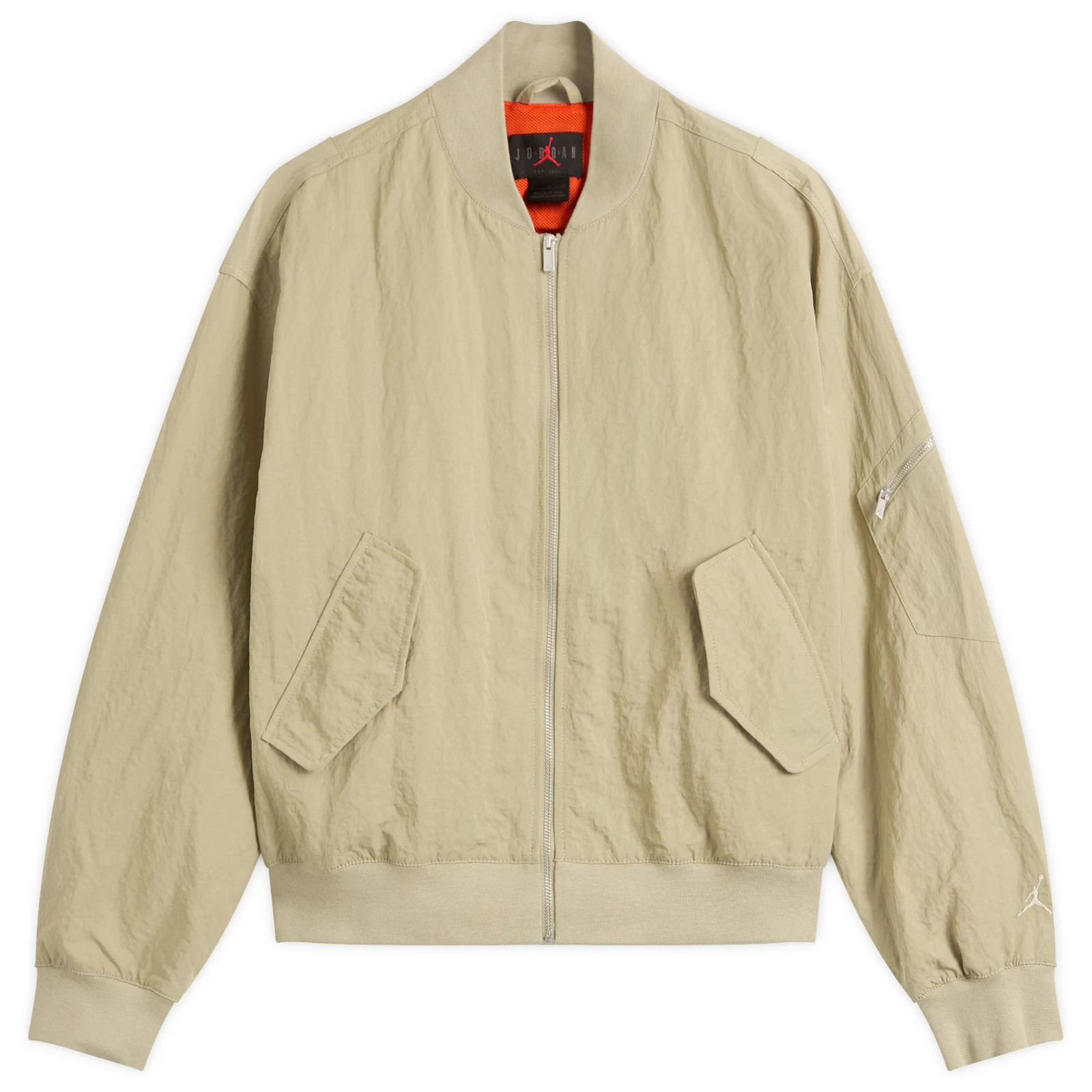 Air Jordan Women's Flight Renegade Jacket in Medium Khaki/Team Orange | END. Clothing