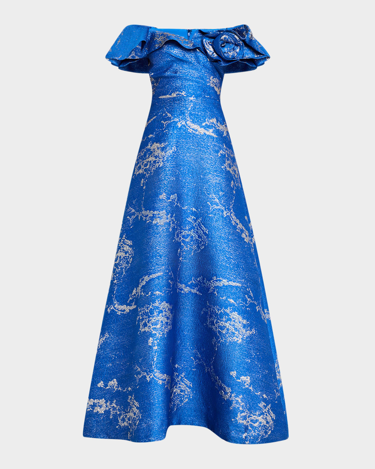 Off-Shoulder Metallic Jacquard Gown | Neiman Marcus