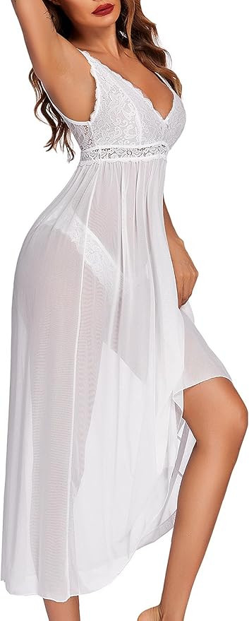 Avidlove Women Lingerie Lace Babydoll Nightdress Mesh Chemise V Neck Sleepwear | Amazon (US)