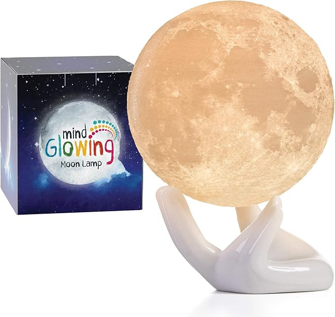 Mind-glowing 3D Moon Lamp - Warm & Lunar White Night Light, Small Size (3.5 inch) with Ceramic Ha... | Amazon (US)