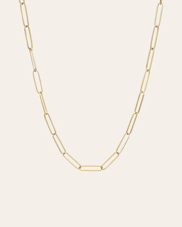 14k Gold Paper Clip Chain Necklace | Zoe Lev Jewelry