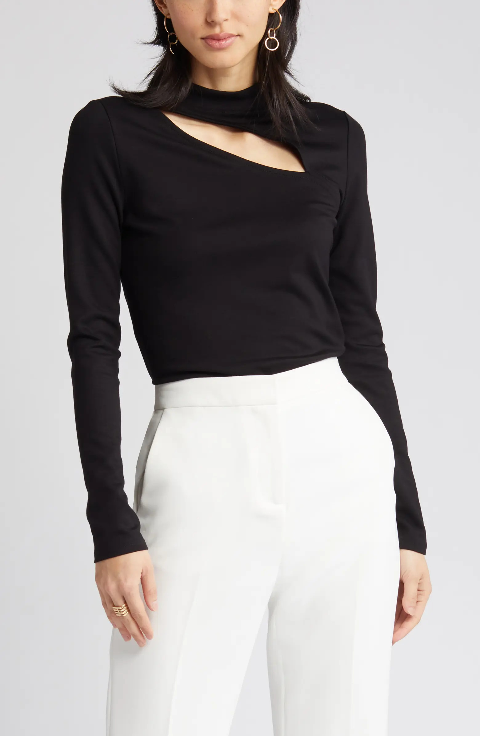 Halogen® Cutout Mock Neck Top | Nordstrom | Nordstrom