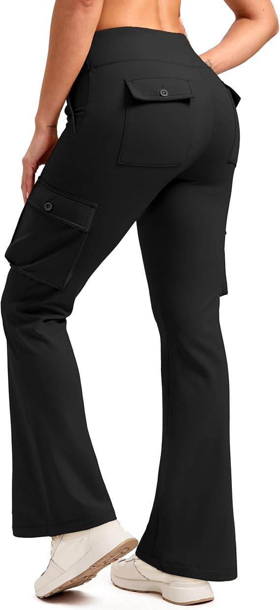 G Gradual Women's Fleece Lined Cargo Pants 6 Pockets Bootcut Water Resistant Winter Flare Legging... | Amazon (US)