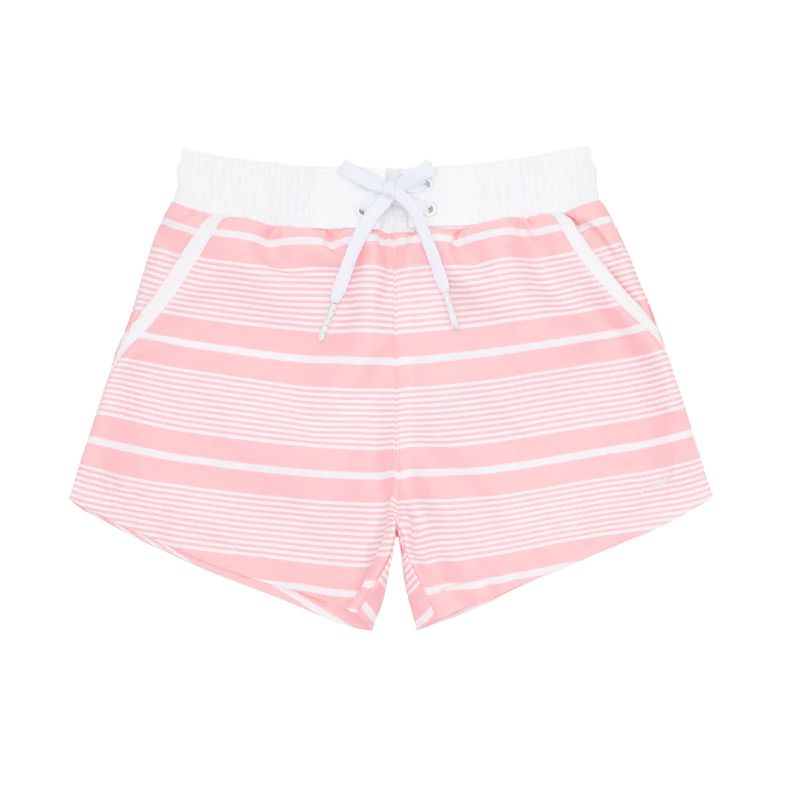 boys sorbet pink stripe boardie with pockets | minnow