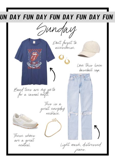 Casual style, casual outfit, band tee, Sunday style, Abercrombie, baublebar 

#LTKfit #LTKunder100 #LTKstyletip