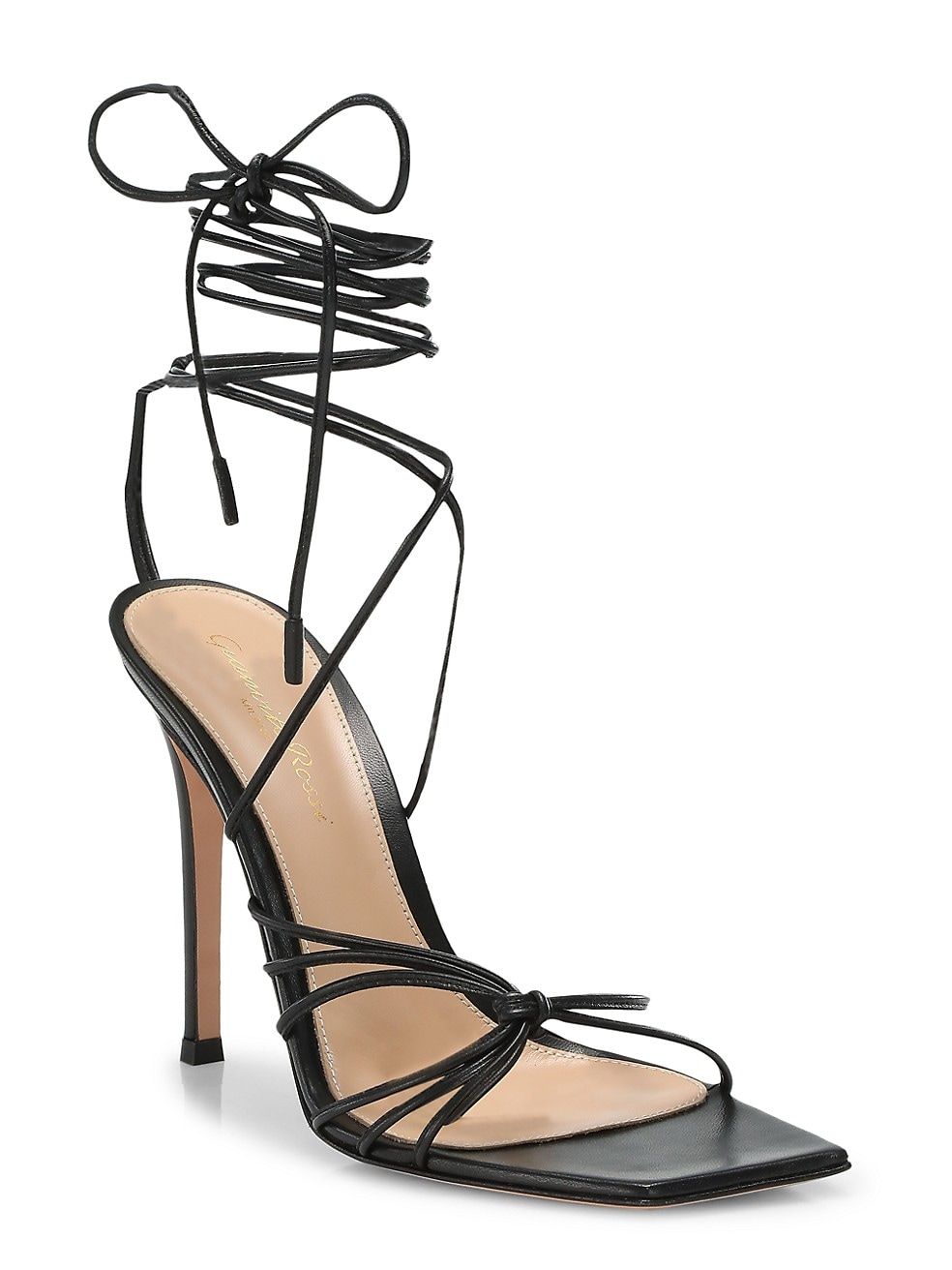 Ankle-Wrap Leather Stilleto Sandals | Saks Fifth Avenue