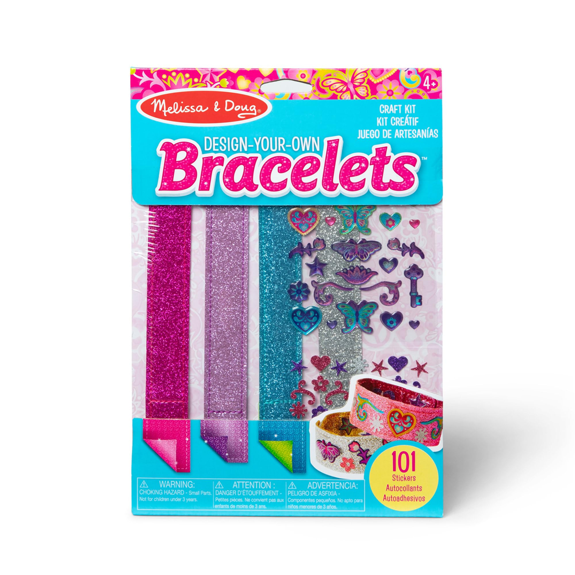 Melissa & Doug Design-Your-Own Bracelets with 100+ Sparkle Gem & Glitter Stickers, Kids Snap Brac... | Amazon (US)