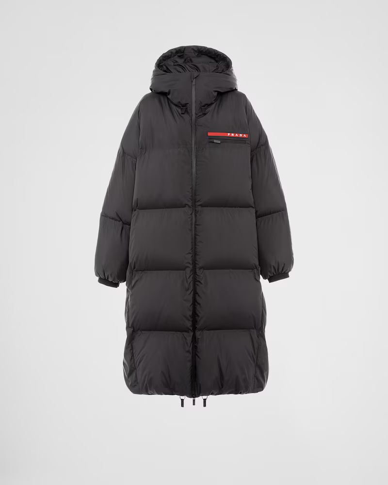 Oversized technical nylon down coat | Prada Spa US