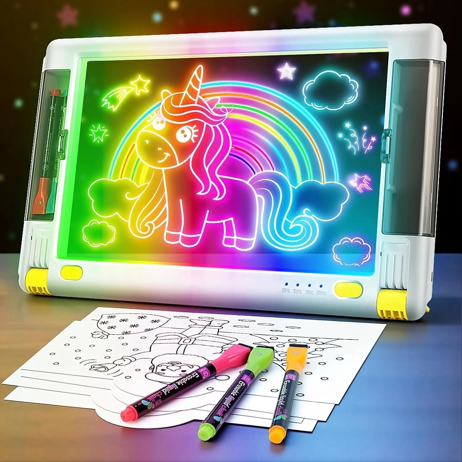 UKEXE 15 Inch Rechargeable LED Drawing Board - 9 Neon Light Modes, Portable Glow Art Tablet with ... | Walmart (US)