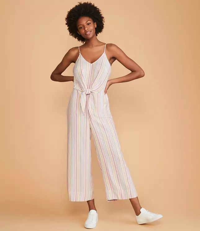 Lou & Grey Striped Tie Waist Jumpsuit | LOFT