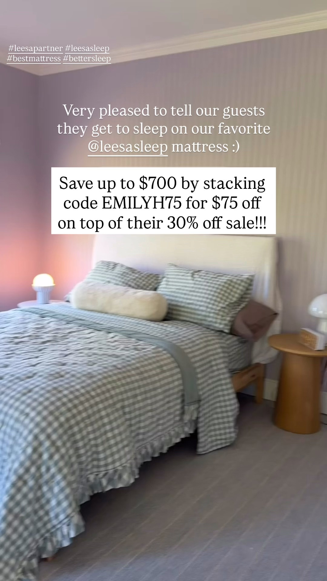 PSA if you thought you missed out on Leesa's July 4th sale you still have time!! They still have 30% off select mattresses (plus you can stack my code EMILYH75 to save an extra $75) so you can save up to $700 depending on what size you get:) We absolutely love our plush but our friends that have the medium-plush rave about it too - it just comes down to personal preference. We have 3 in our house so far and it's such a relief knowing that our guests have a comfy place to sleep when they come to visit xx @leesasleep #leesasleep #leesapartner #bestmattress #bettersleep
