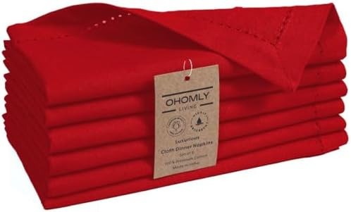 100% Cotton Solid Cloth Dinner Napkins - 18x18 inch with Hemstitch & Mitered Corners - Soft, Reus... | Amazon (US)