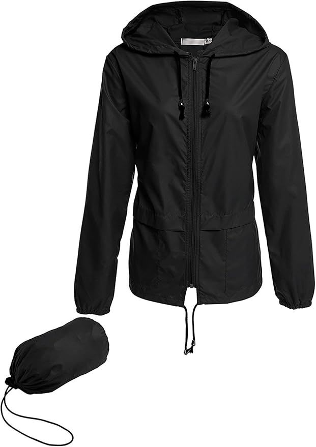 Avoogue Raincoat Women Lightweight Waterproof Rain Jackets Packable Outdoor Hooded Windbreaker | Amazon (US)