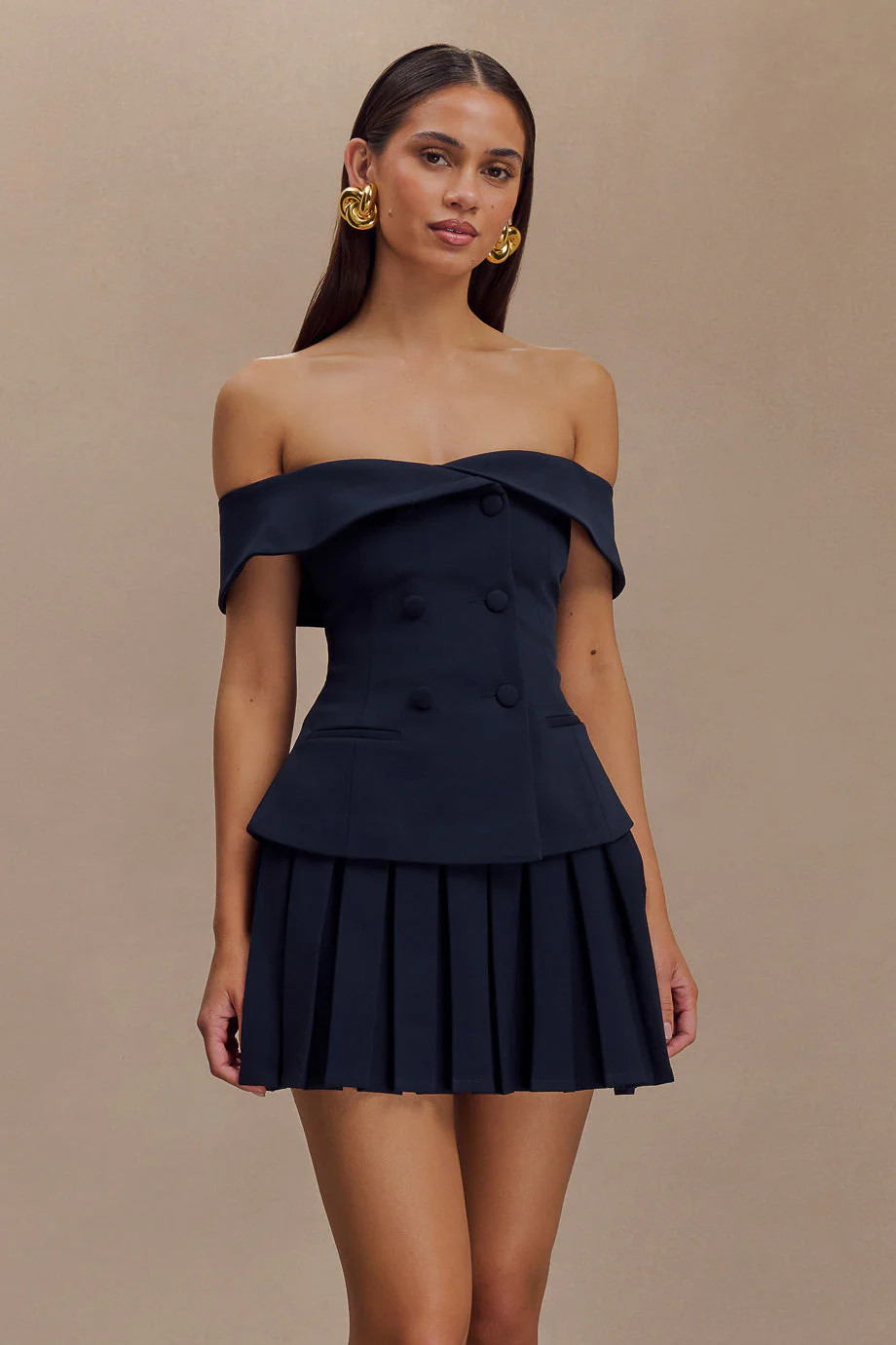 Krista Strapless Suiting Top - Navy | MESHKI US
