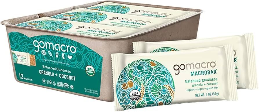 GoMacro MacroBar Organic Vegan Snack Bars - Granola + Coconut (2.0 Ounce Bars, 12 Count) | Amazon (US)