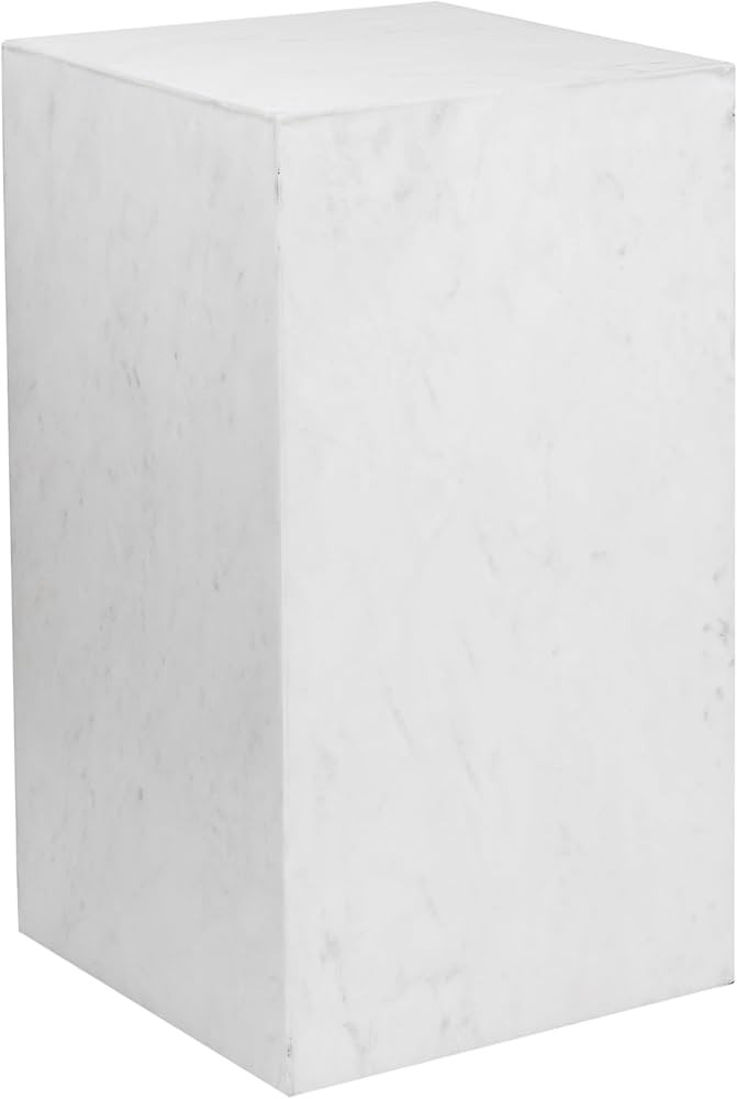JONATHAN Y Felix 18" Marble Square Pedestal Side Table, White | Amazon (US)