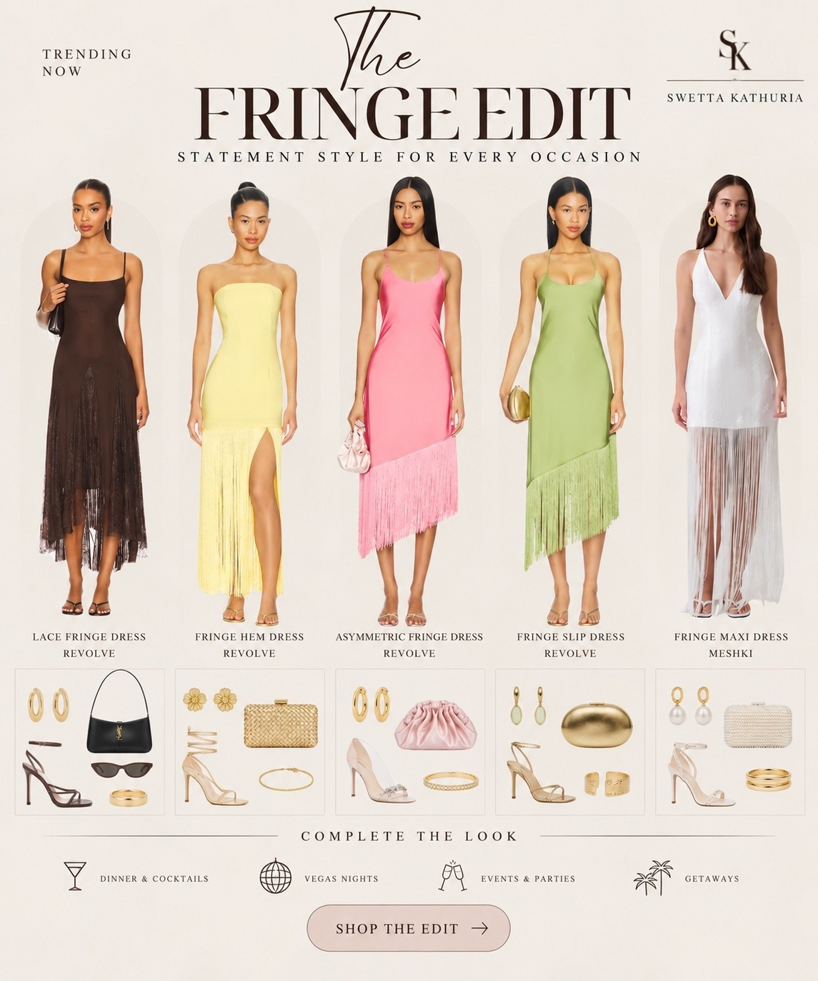 Fringe is having a moment ✨
A curated edit of statement dresses with effortless movement, texture & glamour.