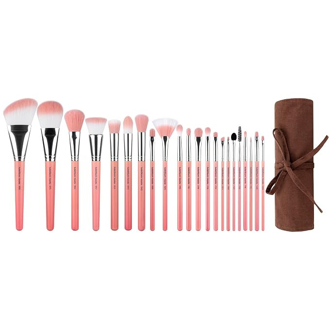 Bdellium Tools Professional Makeup Brush Pink Bambu Series - Deluxe 22pc. Brush Set with Roll-Up ... | Amazon (US)