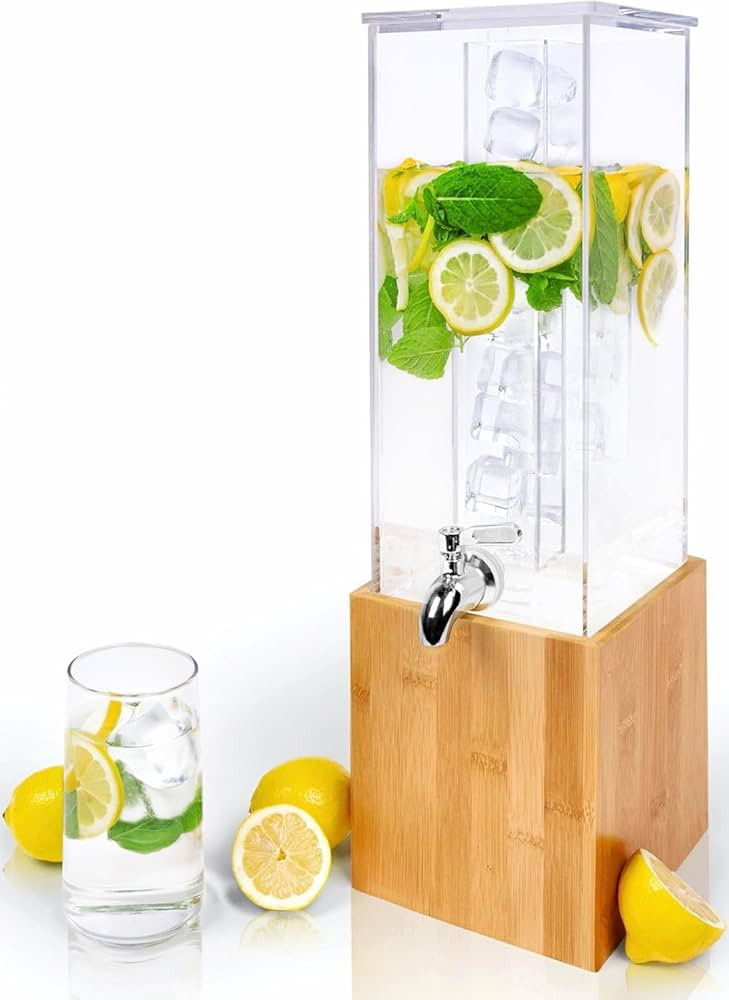 ACRYLIC Drink Dispenser- 1.25 GALLON Beverage Dispenser with Stand and Ice Core \u2013 Cold Drink... | Amazon (US)
