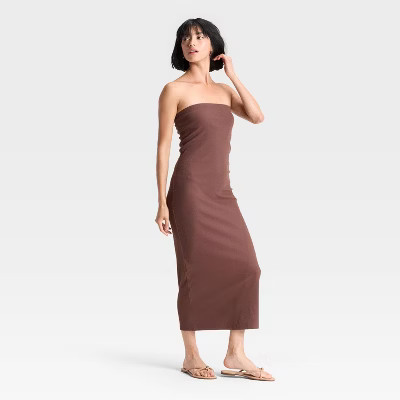 Women's Knit Tube Dress - A New Day™ Brown L | Target