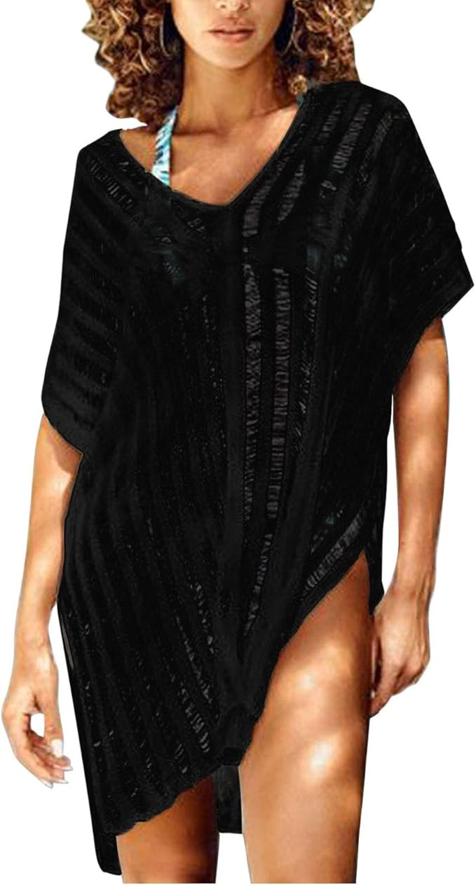 shermie Swimsuit Cover ups for Women V Neck Loose Beach Bikini Bathing Suit Cover up | Amazon (US)