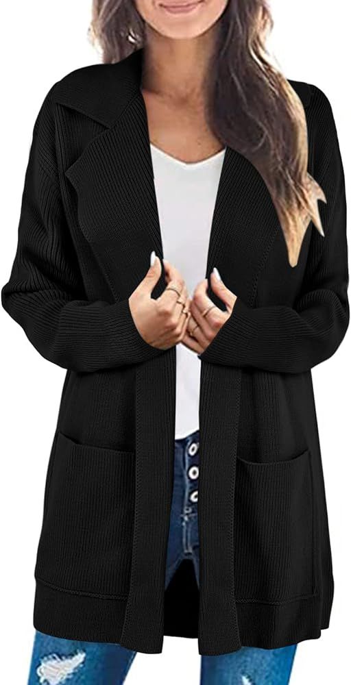 NIUBIA Womens Open Front Cardigan Sweaters Dressy Ribbed Knit Oversized Warm Chunky Outwear with ... | Amazon (US)