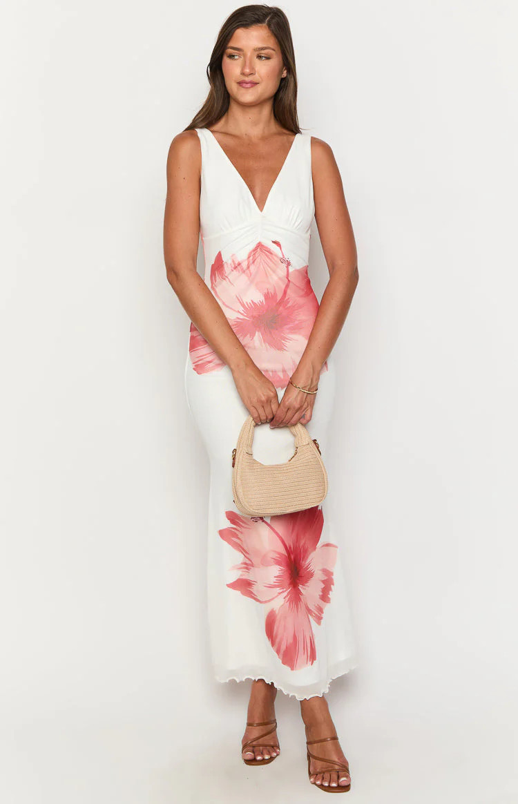 Beck White Floral Print Maxi Dress | Beginning Boutique (US)