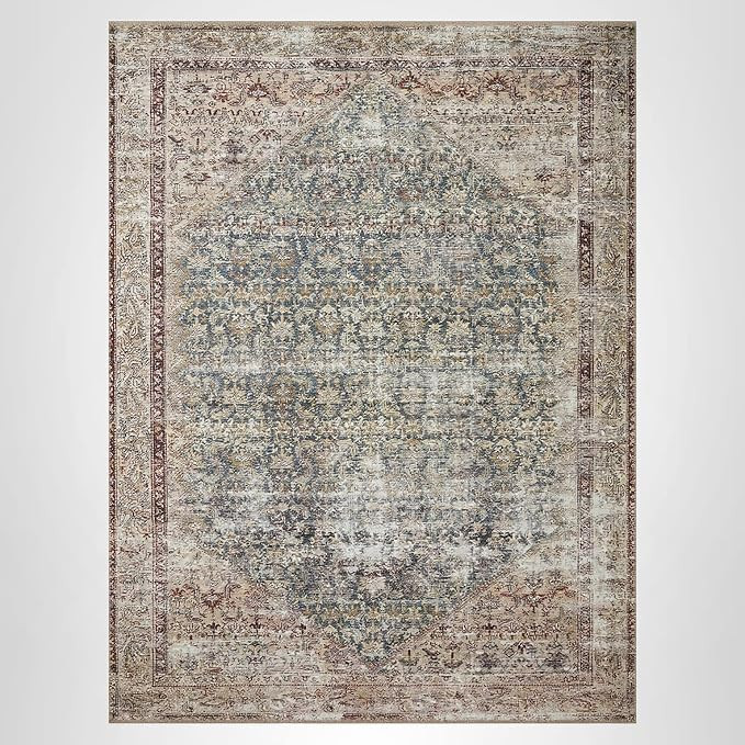 Loloi Amber Lewis Georgie Collection GER-04 Teal/Antique 5'-0" x 7'-6", .19" Pile Height, Area Ru... | Amazon (US)