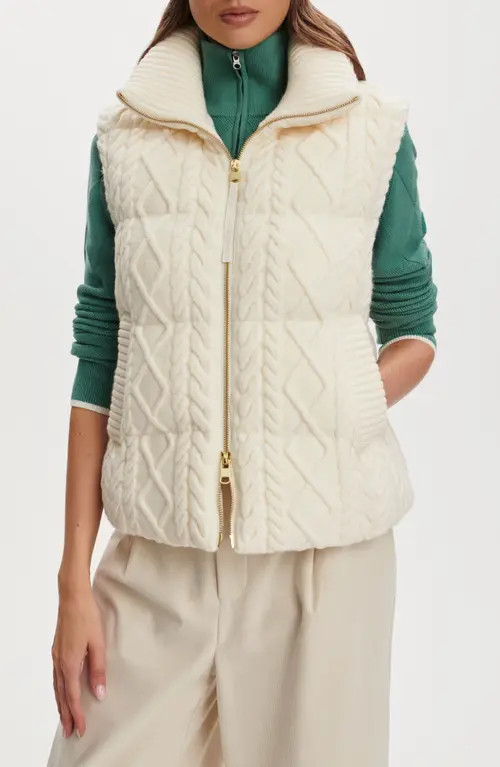 Varley Irina Cable Quilted Puffer Vest in Egret at Nordstrom, Size Small | Nordstrom
