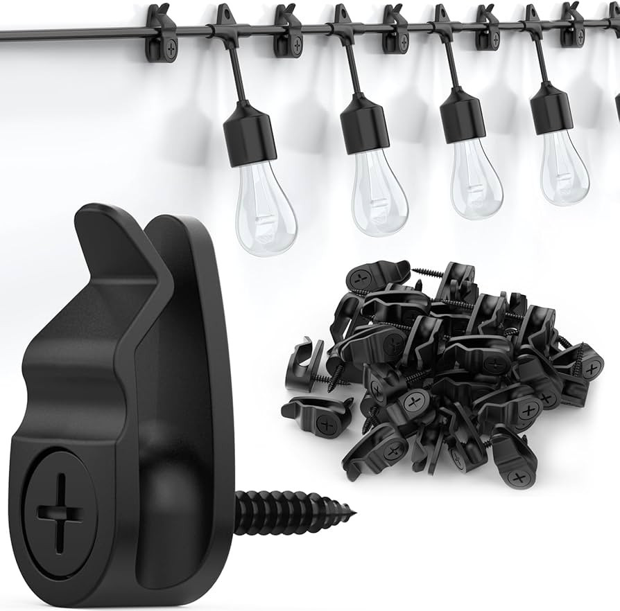 Outdoor String Lights Clips, Weatherproof Cable Hanger Hooks for Hanging Fairy Lights, Holiday De... | Amazon (US)