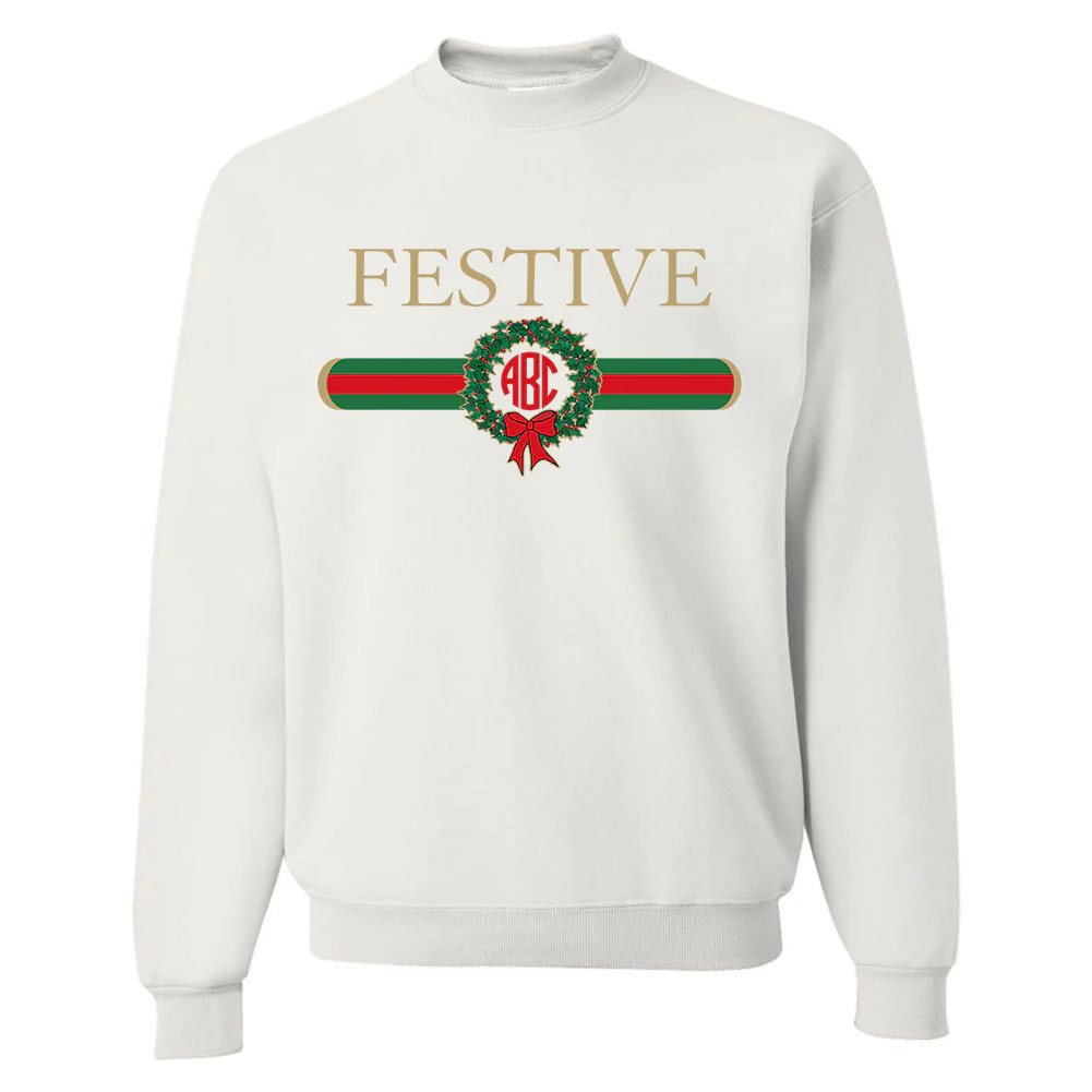 Monogrammed 'Festive ' Crewneck Sweatshirt | United Monograms