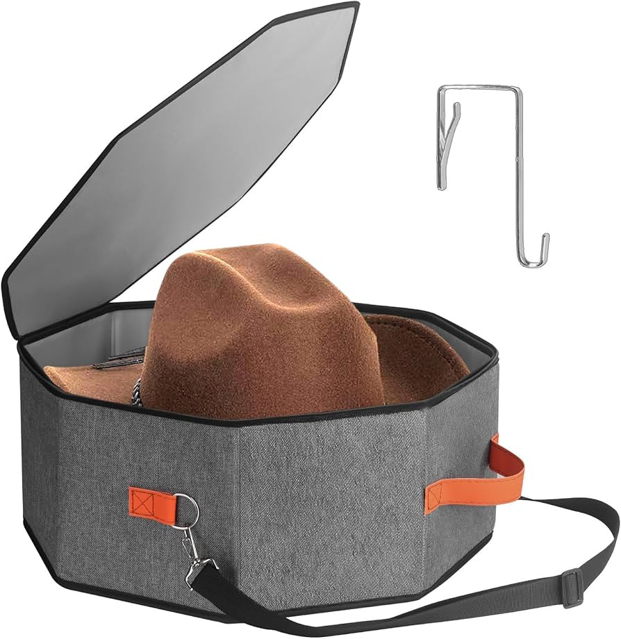 kushon Hat Storage Box for Women & Men, Hardboard Support Cowboy Hat Boxes with 1 Door Hook Hat O... | Amazon (US)