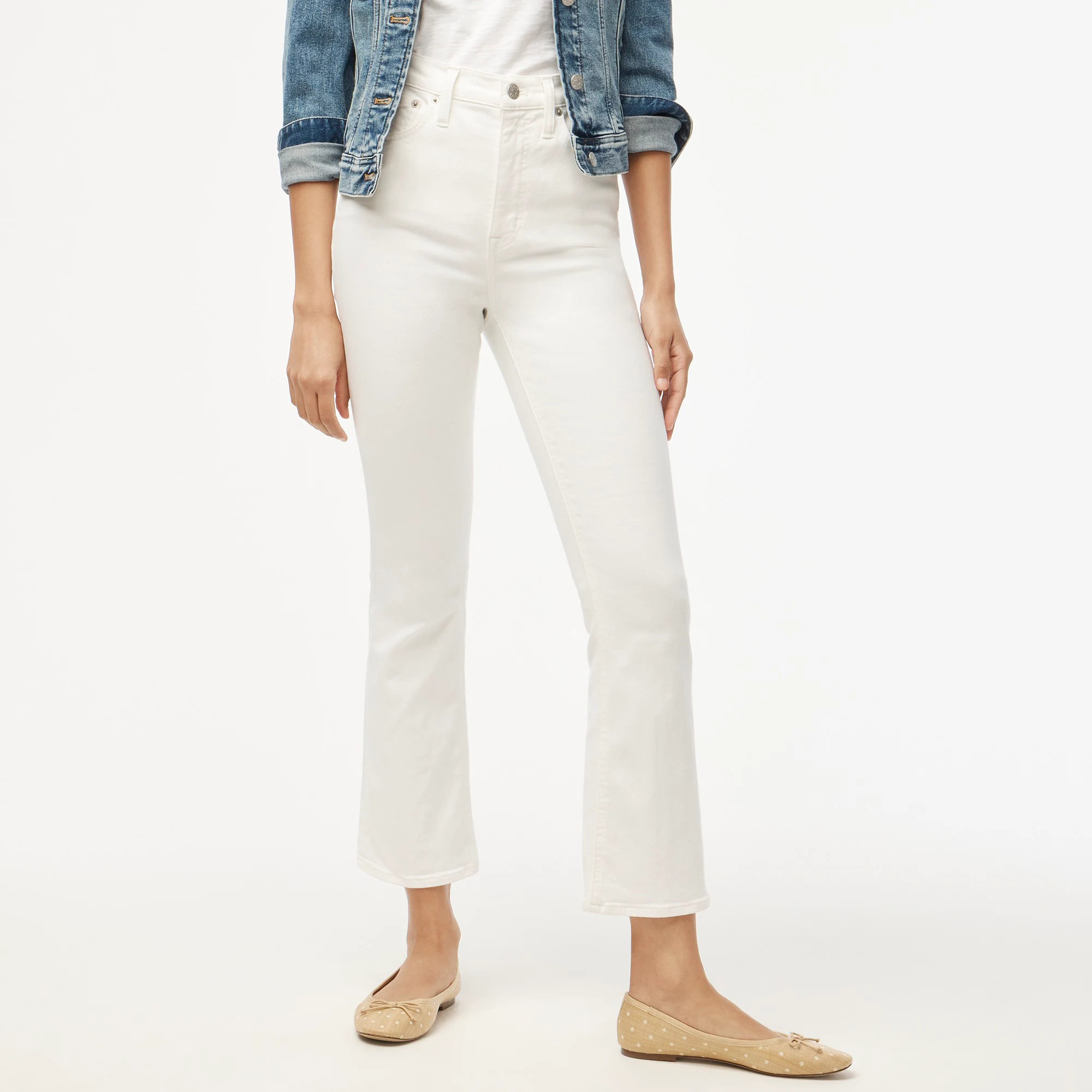 Flare crop high-rise white jean in signature stretch | J.Crew Factory