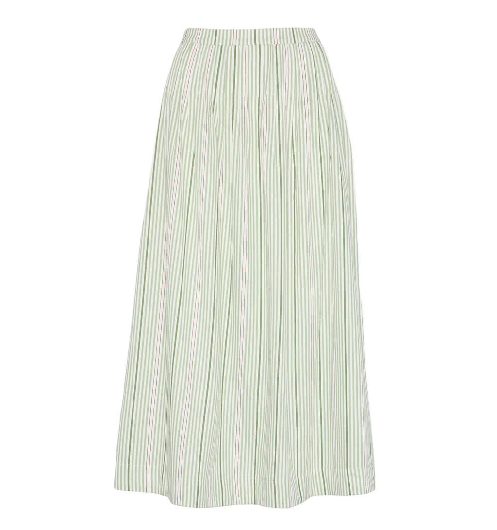 The Ame Skirt in Green Jacquard Stripe | Over The Moon