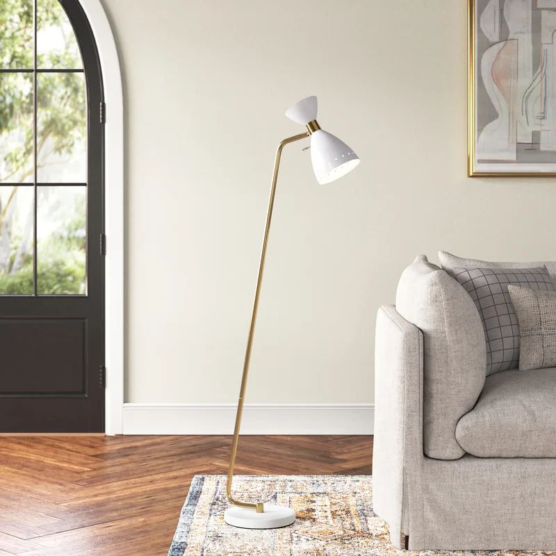 Bimini 59'' White/Antique Brass Task/Reading Floor Lamp | Wayfair North America