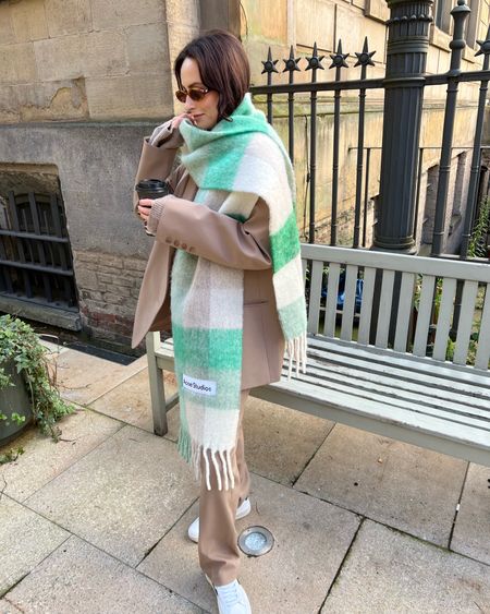 frankie shop Bea blazer in latte 
acne scarf 
arket knitwear 
veja sneakers in green 
coach bag v the hut 15% off using discount code HANNI 
le specs sunglasses
fall fashion 
autumn outfit ideas 
oversized styling 
casual outfit 

#LTKeurope #LTKSeasonal #LTKstyletip