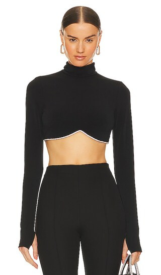 Melange Rhinestone Cropped Top in Black | Revolve Clothing (Global)