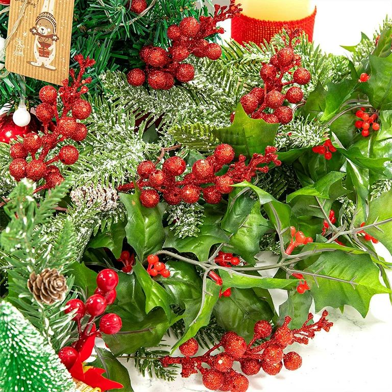 12Pcs Christmas Glitter Berries Stems Artificial Fruit Berry Picks Holly Berry Twig for Xmas Tree... | Walmart (US)