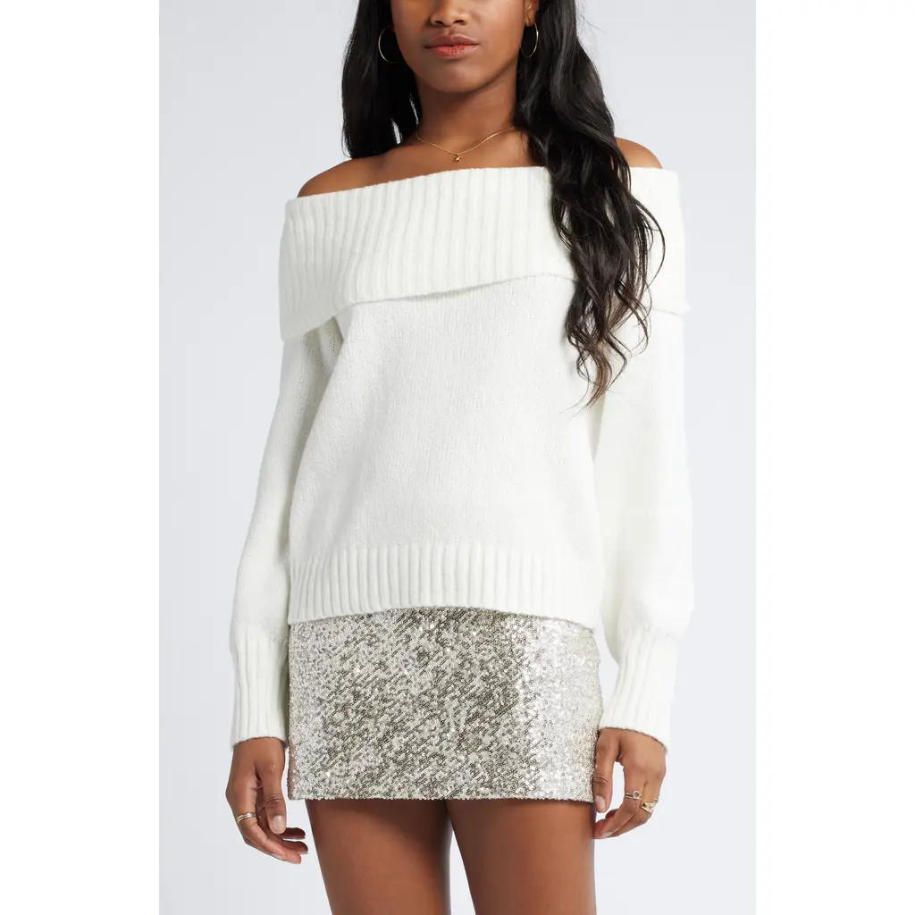 BP. Off the Shoulder Sweater in Ivory at Nordstrom, Size Large | Nordstrom