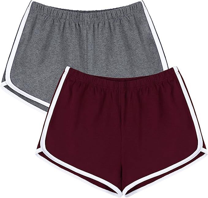 URATOT 2 Pack Cotton Sport Shorts Yoga Dance Short Pants Summer Athletic Shorts | Amazon (US)